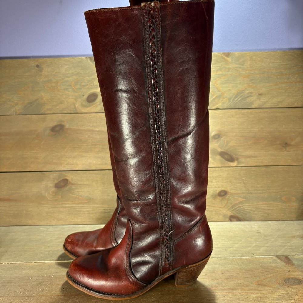 Dexter Campus Womens size 7.5 shoes Brown Leather Braided Trim riding boots